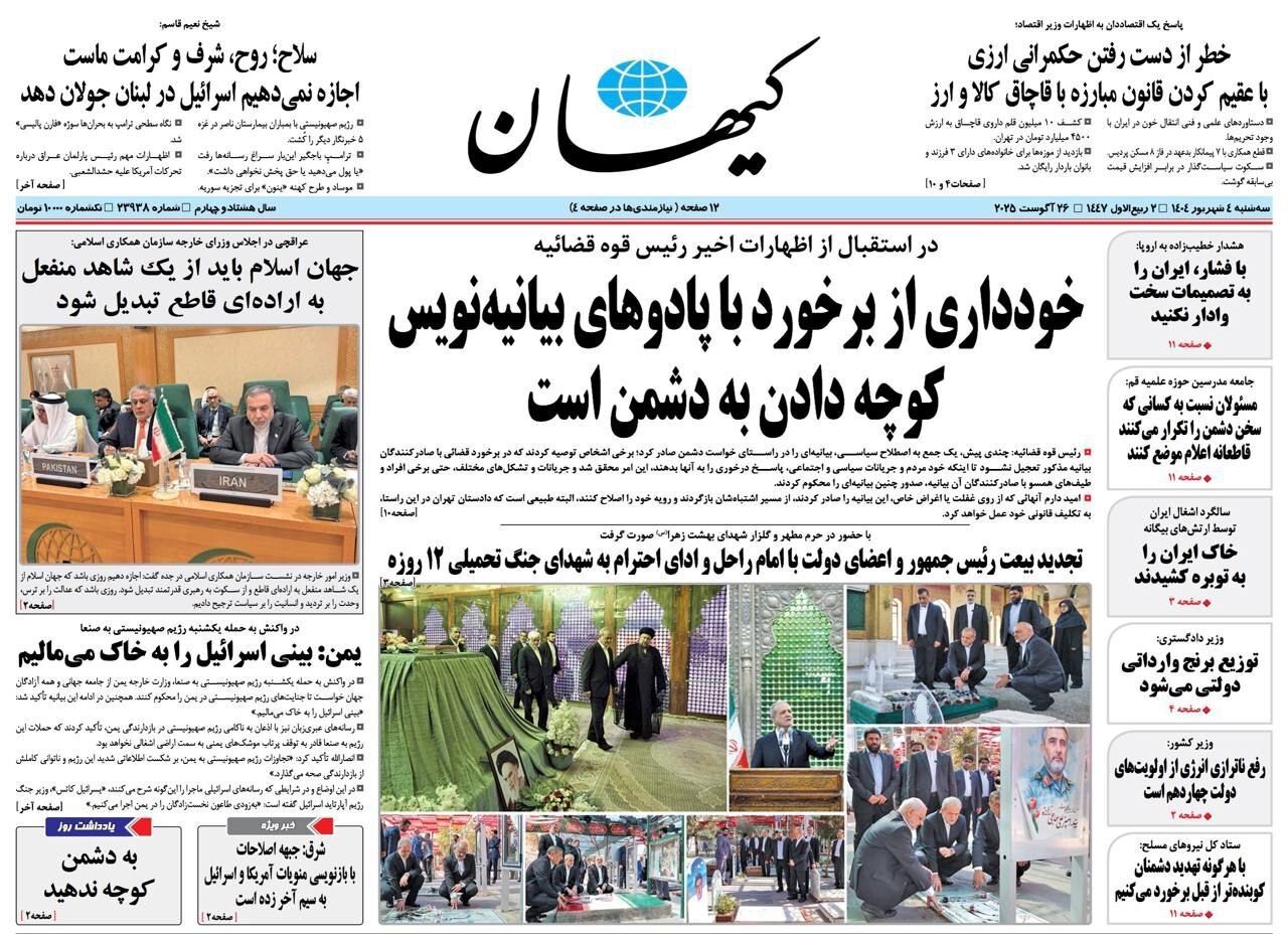 صفحه نخست روزنامهها - سهشنبه ۴ شهریور صفحه نخست روزنامهها - سهشنبه ۴ شهریور
